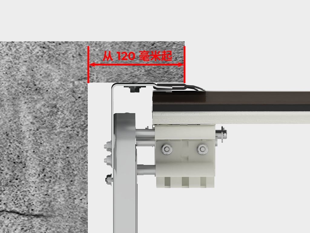 室内洞口安装面安装 – 门体轨道系统及扭簧平衡系统安装在洞口内侧的墙壁和门楣上。